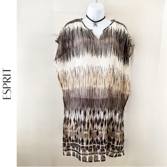 ESPRIT Brown & Beige Sequin Shoulder Swimsuit Coverup, XS - Picture 1 of 9
